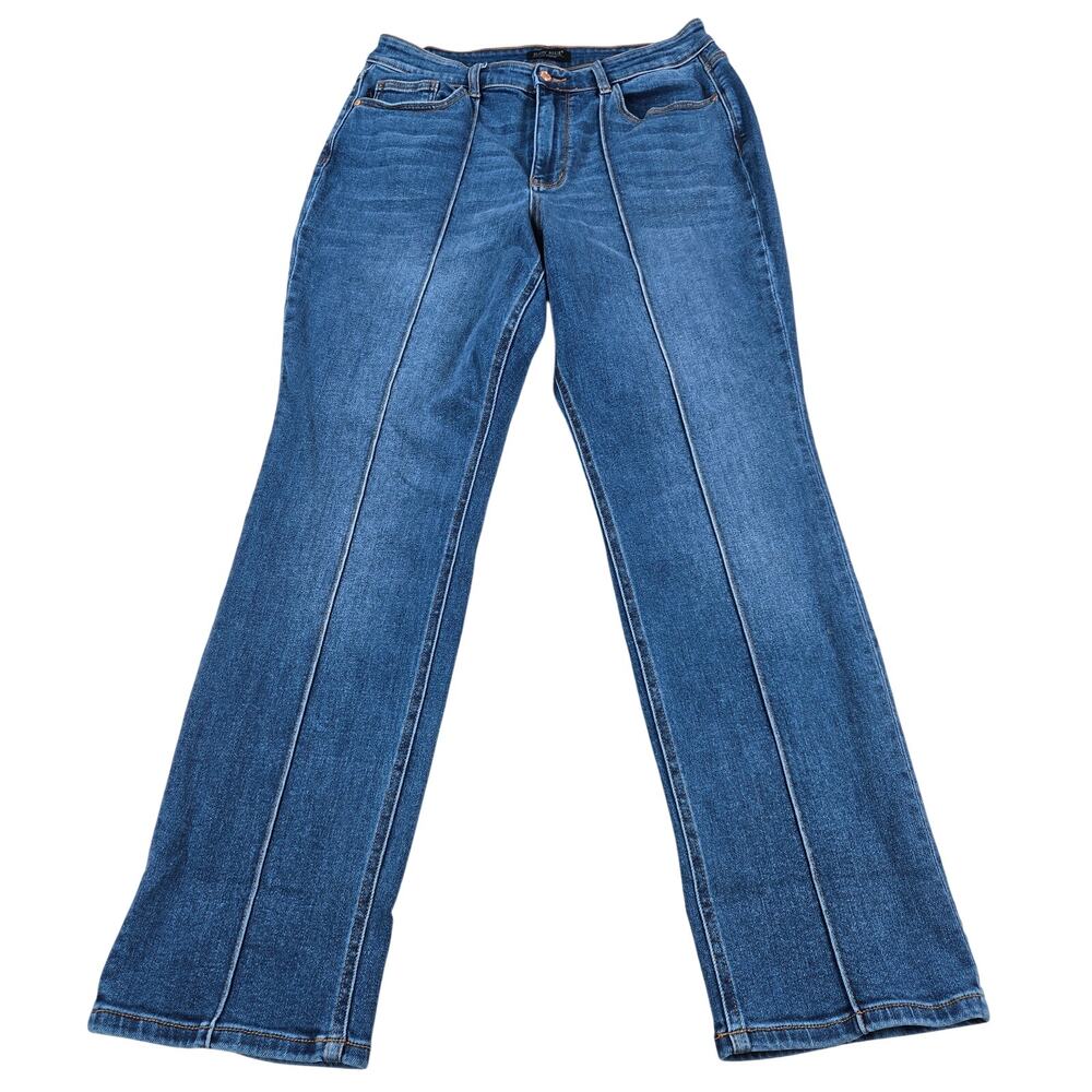 Judy Blue High Rise Kimberly Front Seam Cuffed Straight Fit Jeans Women Size 14W